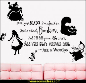 Alice in Wonderland Rabbit Cat Clock Have you gone Mad Quote WALL ...