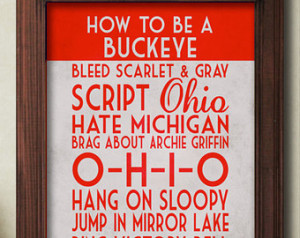 Ohio State Art Print, Buckeye Quote Poster Sign, Buckeye Football ...
