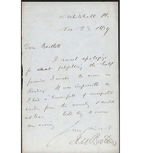 HENRY WALTER BATES explorer naturalist Autograph Letter Signed 1869