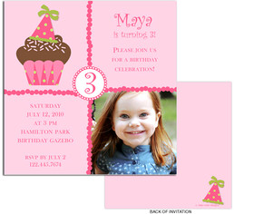 Fun and Simple pink and polka dot cupcake design digital photo card ...