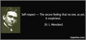 Self-respect — The secure feeling that no one, as yet, is suspicious ...