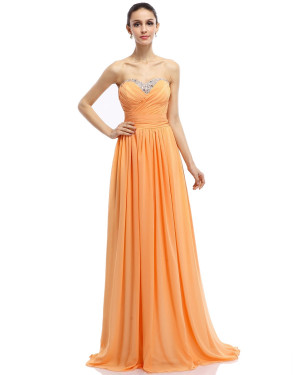 Chic & Modern Chiffon Orange A-line Evening Dress SD0200487
