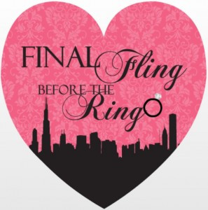 Pink and Black In the City Fling Bachelorette Party Invitation wording