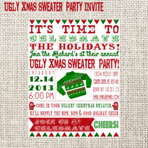 Ugly sweater christmas party invitation digital printable ea B B