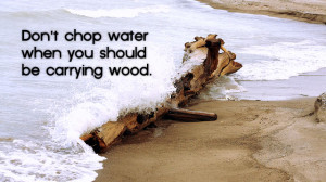 Don't Chop Water When You Should Be Carrying Wood'