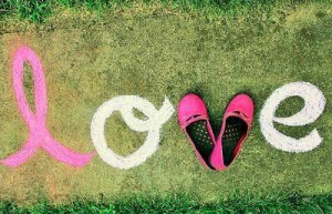 cute, love, pink, shoes, sidewalk, sidewalk chalk