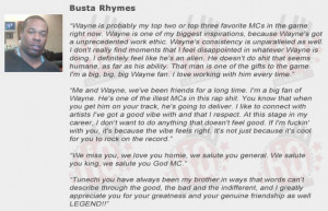 Lil Wayne Rap Lyrics Busta rhymes compliments lil