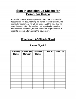 Computer Sign Out Sheet