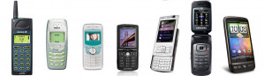 made a picture of all the models of mobile phone that I've owned ...