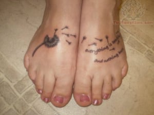 Beautiful Dandelion Tattoo On Feet