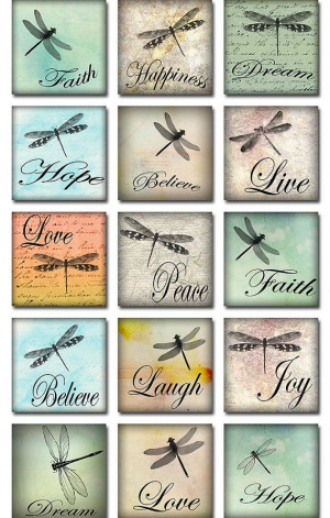 Dragonflies Ephemera Inspirational Words Watercolor Square Digital ...
