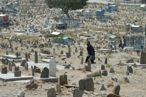 Woman Walks Cemetery Kabul