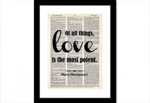 ... The Most Potent Maria Montessori Quote Typography dictionary print art
