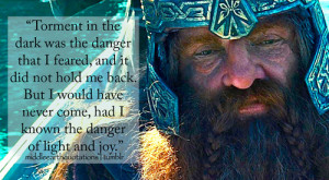 Gimli to Legolas, The Fellowship of the Ring, Book II, Farewell to ...