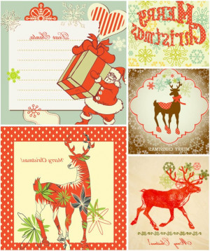 Retro Christmas Cards Vector Vector Graphics Blog