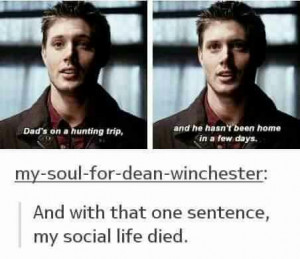 dean winchester, hunter, jensen ackles, quotes, season 1, social life ...