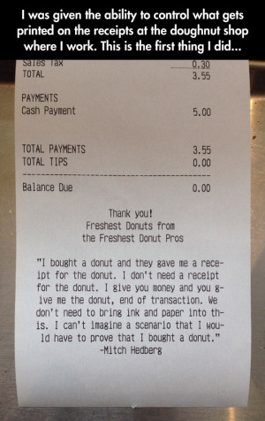 Mitch Hedberg Donut Receipt