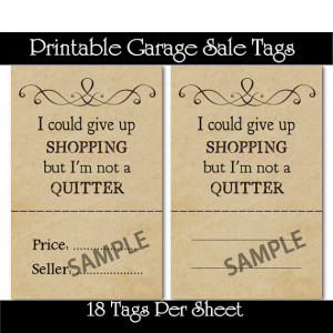 Primitive Shopping Quotes Garage Sale Printable Price Tags