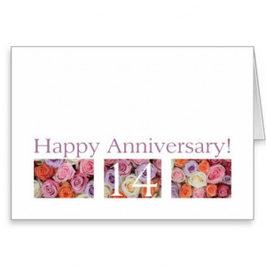 14th Wedding Anniversary Card pastel roses