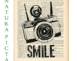 Camera reflex smile quote dictionar y print - on Upcycled Vintage ...