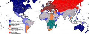 Map, geopolitical situation of the world in 1959.