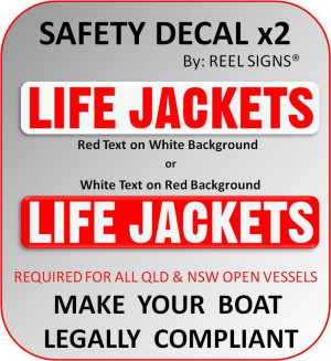 LIFE JACKETS BOAT YACHT DECAL STICKER - Marine Safety Regulation