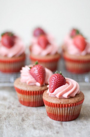 Strawberry shortcake cupcakes. Says its the best vanilla cupcake ...