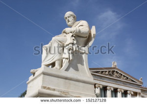 Neoclassical statue of ancient Greek philosopher Plato outside Academy ...