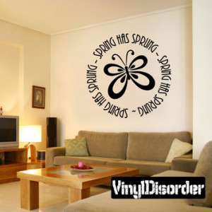 has sprung butterfly Spring Holiday Vinyl Wall Decal Mural Quotes ...