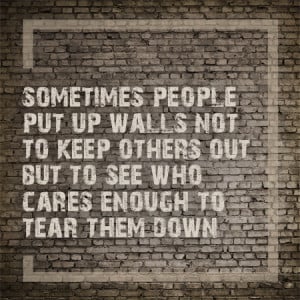 Sometimes People Put Up Walls Not To Keep Others Out, But To See Who ...