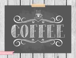 Chalkboard Coffee Print- Illustrated Typeography Art Print- Home ...