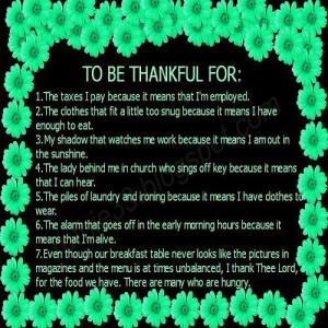 To Be Thankful For