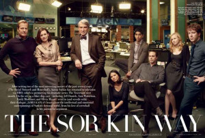 In this photo: Jeff Daniels, Emily Mortimer, Sam Waterston,