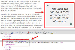 The blockquote element represents a section that is quoted from ...