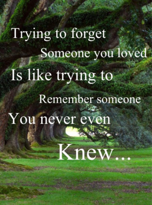 Trying to forget someone you loved is like trying to remember someone ...