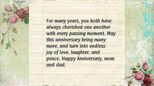 ... joy of love, laughter, and peace. Happy Anniversary, mom and dad