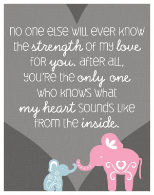 No one else will ever know the strength of my love for you. After all ...