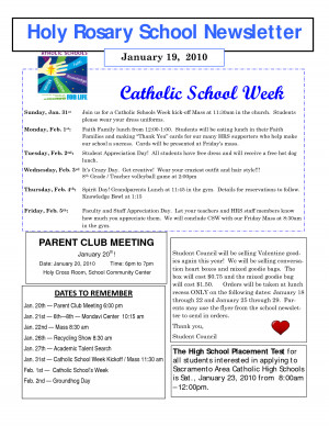 Sunday School Newsletter for Parents
