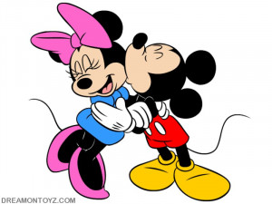 Mickey Mouse kissing Minnie Mouse wallpaper
