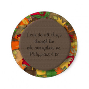 Autumn Leaves Inspirational Bible Verse Sticker Round Sticker