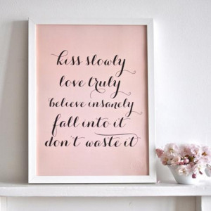 Kiss Slowly Poster - blush pink