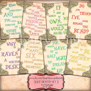 ALICE in WONDERLAND QUOTES Set 3, Alice decoration party printable ...