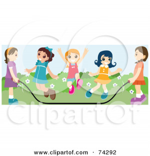 Preview Clipart Group Of Happy Girls Jumping Rope At Recess