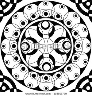 ... mandala sacred circle Black and White Coloring Outline - stock photo