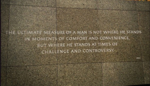 memorial also features a wall that chronicles several quotes by MLK jr ...