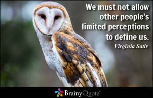 We must not allow other people's limited perceptions to define us ...