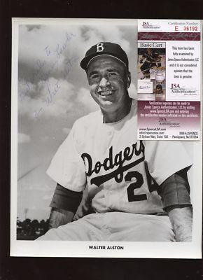 Signed Walter Alston Photo 1957 Brooklyn Dodgers Team Issued JSA