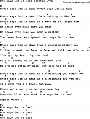 Country, Southern and Bluegrass Gospel Song Who Says God Is Dead