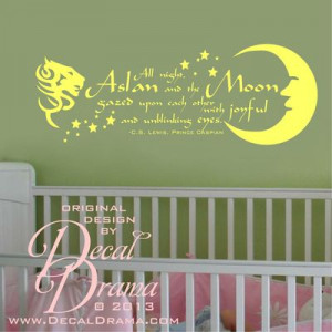 Vinyl wall decal - aslan and the moon gazed at each other with joyful ...
