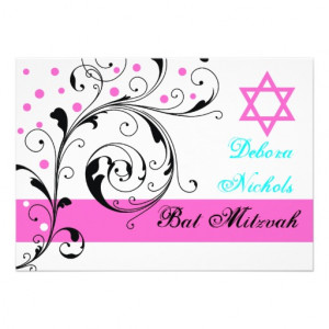Scroll leaf black, white, hot pink & Star of David Personalized ...
